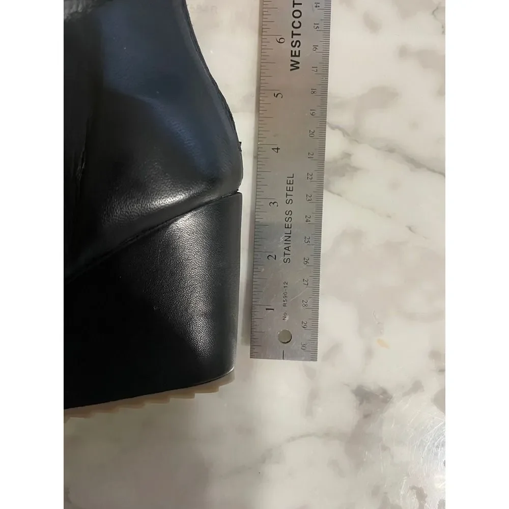 leather Diba True Next N Line 3" Wedge Sandals W/ 8.5 Black Cutout LN/NWB - Picture 12 of 13